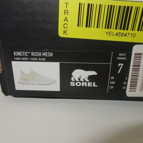 NEW Sorel Men's 7 Kinetic Rush Mesh Sneaker Fawn White Cream Ivory - Picture 10 of 11